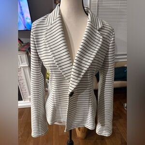 Calvin Klein Very Beautiful Black and White Striped Sweater Type  Blazer
